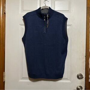 Horn Legend Golf 1/4 Zip Supima Cotton Mens Reversible Vest‎ Denim/Charcoal Med